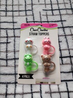 Char Charms Straw Toppers Cute Animals NEW WITH TAGS